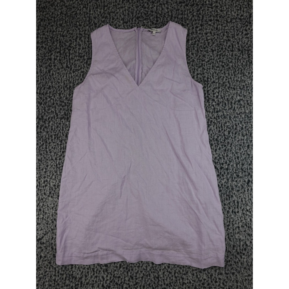 Madewell Dress Womens Large Purple Linen V-Neck Sleeveless Shift Mini 12035